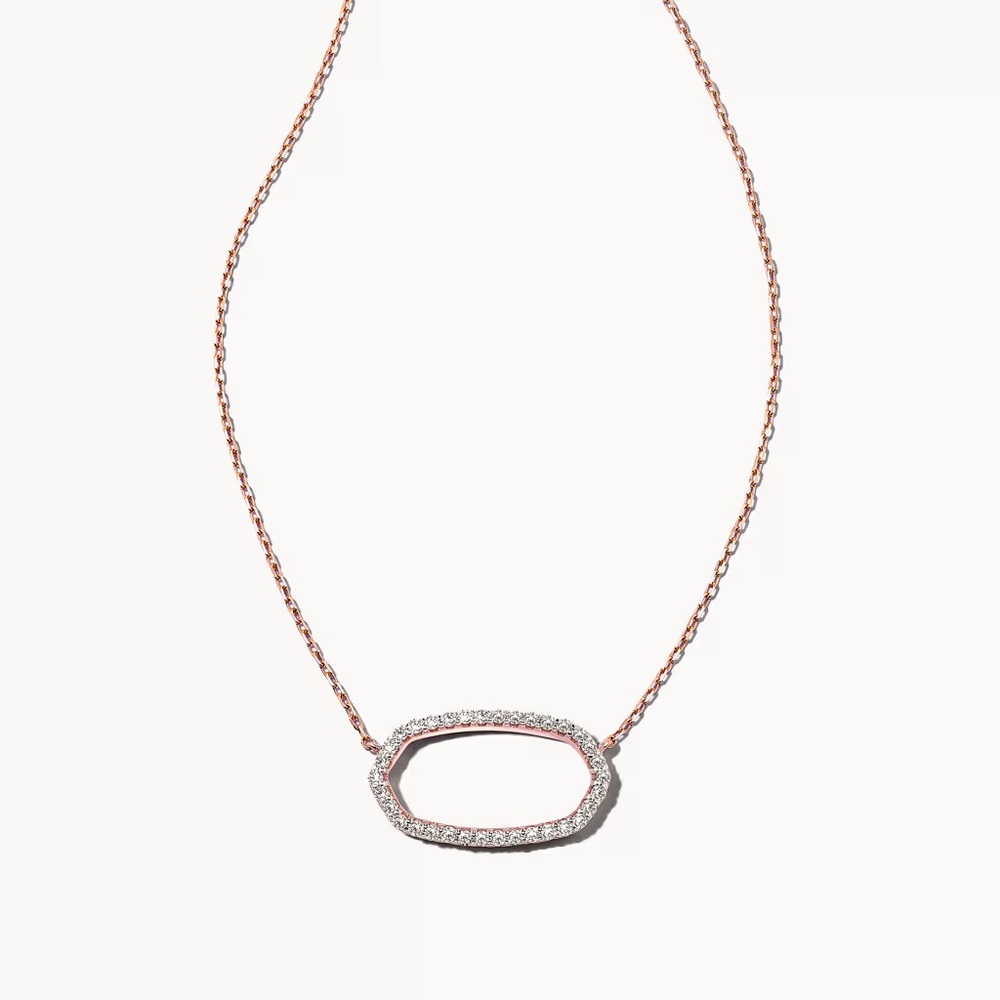 Kendra Scott Solid 14k Rose Gold and White Diamond Necklace